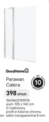 Castorama Parawan nawannowy GoodHome Calera chrom transparentny 105x140 cm oferta