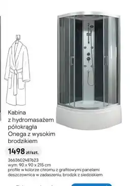 Castorama Kabina z hydromasażem półokrągła Onega z wysokim brodzikiem 90x90x215 cm oferta