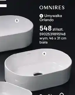 Castorama Umywalka nablatowa Omnires Orlando biała 46x31 cm oferta