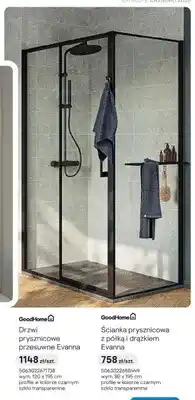 Castorama Drzwi prysznicowe przesuwne GoodHome Evanna 120x195 cm oferta