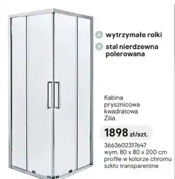 Castorama Kabina prysznicowa kwadratowa Zilia oferta