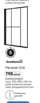 Castorama Parawan nawannowy GoodHome Ezili czarny 72,5-119,5x140 cm oferta
