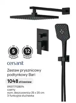 Castorama Zestaw prysznicowy podtynkowy Cersanit Bari czarny oferta