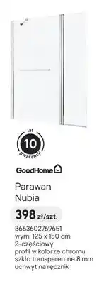 Castorama Parawan nawannowy GoodHome Nubia chrom transparentny 125x150 cm oferta