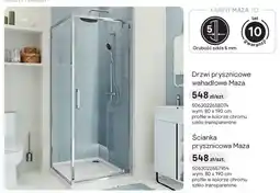 Castorama Drzwi prysznicowe wahadłowe Maza chrom 80x190 cm oferta