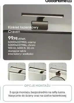 Castorama Kinkiet łazienkowy GoodHome Craven czarny oferta