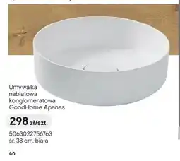 Castorama Umywalka nablatowa konglomeratowa GoodHome Apanas biała oferta