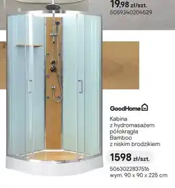 Castorama Kabina z hydromasażem półokrągła GoodHome Bamboo z niskim brodzikiem oferta