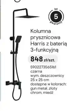 Castorama Kolumna prysznicowa Valvex Harris z baterią 3-funkcyjną czarna oferta