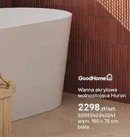 Castorama Wanna akrylowa wolnostojąca GoodHome Huron 150x75 cm biała oferta