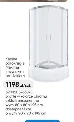 Castorama Kabina półokrągła Durasan Maxima z wysokim brodzikiem chrom oferta