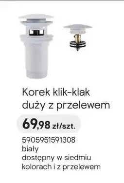 Castorama Korek klik-klak duży z przelewem oferta