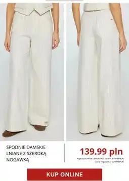 Big Star Spodnie damskie lniane z szeroką nogawką Big Star oferta