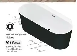 Castorama Wanna akrylowa GoodHome Nakina 180x80 cm czarna/biała oferta