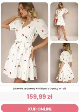 Renee Sukienka z bawełny w wisienki z gumką w talii Renee oferta