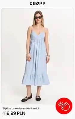 Cropp Sukienka bawełniana midi Cropp błękitna oferta