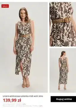 Greenpoint Sukienka midi lniano-wiskozowa wzór etno Greenpoint oferta