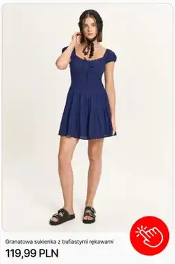 Cropp Sukienka Cropp granatowa z bufiastymi rękawami oferta