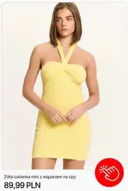 Cropp Sukienka mini Cropp żółta z wiązaniem na szyi oferta