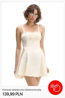 Cropp Sukienka mini kremowa zdobiona koronką Cropp oferta
