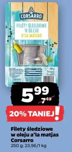 Netto Filety śledziowe w oleju a'la matjas Corsarro oferta