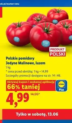 Lidl Pomidory Jedyne Malinowe polskie oferta