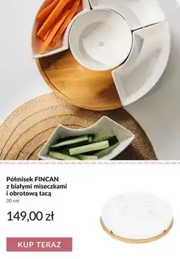 Homla Półmisek FINCAN z białymi miseczkami i obrotową tacą 30 cm oferta