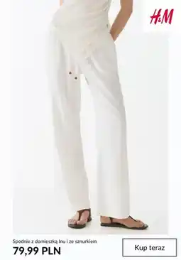 H&M Spodnie z domieszką lnu i ze sznurkiem H&M oferta