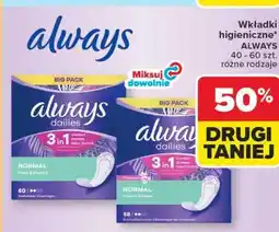 Carrefour Wkładki higieniczne ALWAYS oferta