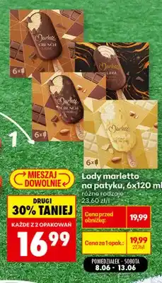 Biedronka Lody na patyku Marletto Crunch Classic 6-pak oferta