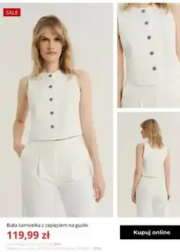 Greenpoint Kamizelka damska Greenpoint biała z zapięciem na guziki oferta