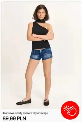 Szorty jeansowe micro w stylu vintage Cropp