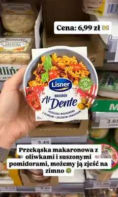 Dino Przekąska makaronowa Lisner Al Dente z oliwkami i suszonymi pomidorami oferta