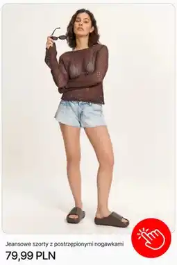 Cropp Szorty jeansowe Cropp z postrzępionymi nogawkami oferta