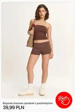 Cropp Spodenki dresowe Cropp brązowe z podwinięciem oferta