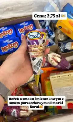 Dino Lód rożek o smaku śmietankowym z sosem porzeczkowym Koral oferta