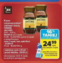 Carrefour Kawa rozpuszczalna Jacobs Cronat Gold oferta