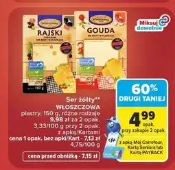 Carrefour Ser żółty Rajski plastry Włoszczowa oferta