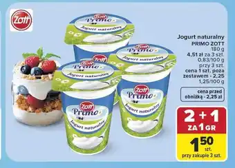 Carrefour Jogurt naturalny Zott Primo oferta