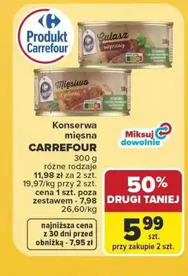 Carrefour Konserwa mięsna Gulasz wieprzowy Carrefour oferta