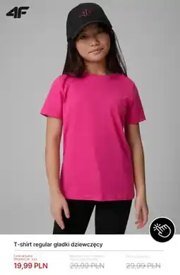4F T-shirt regular gładki dziewczęcy 4F oferta