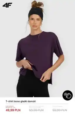 4F T-shirt loose gładki damski 4F oferta