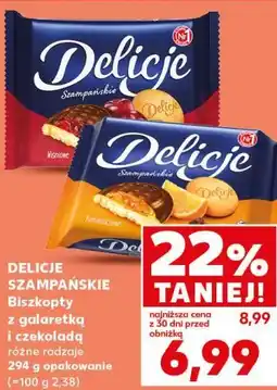 Kaufland DELICJE SZAMPAŃSKIE Biszkopty z galaretką i czekoladą oferta