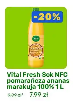 Biedronka Vital Fresh Sok NFC pomarańcza ananas marakuja 100% 1 L oferta