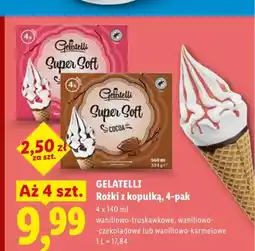 Lidl Lody rożki z kopułką Gelatelli Super Soft waniliowo-truskawkowe 4-pak oferta