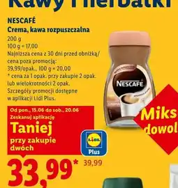 Lidl Kawa rozpuszczalna Nescafe Crema oferta
