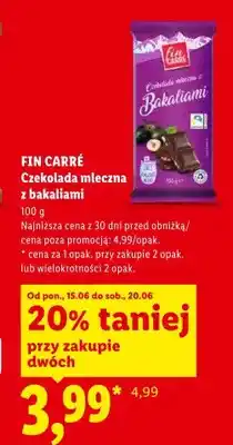 Lidl Czekolada mleczna z bakaliami Fin Carré oferta