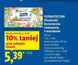Lidl Chusteczki kosmetyczne z balsamem Floralys 3-warstwowe oferta