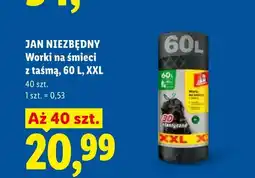 Lidl Worki na śmieci z taśmą Jan Niezbędny 60 l XXL oferta
