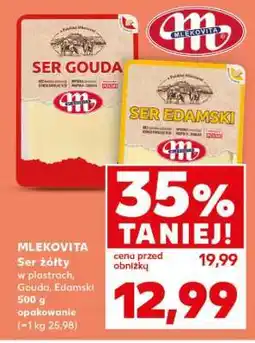 Kaufland MLEKOVITA Ser żółty w plastrach, Gouda, Edamski 500 g opakowanie (=1 kg 25,98) oferta